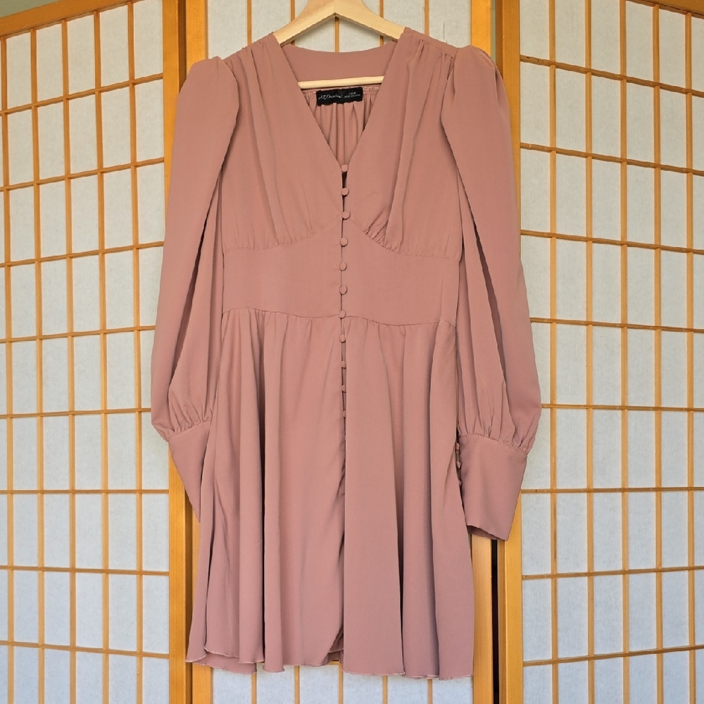 Azazie Dusty Pink Long     Sleeve Occasion Dress - Women's Size M